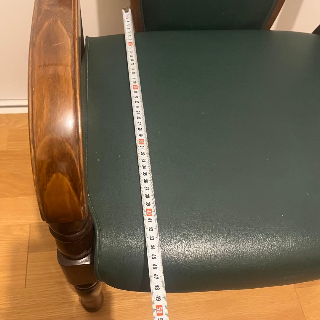 c*i様 オークション美品⭐︎ カリモク アームチェア 緑レザー 木製椅子 キツ