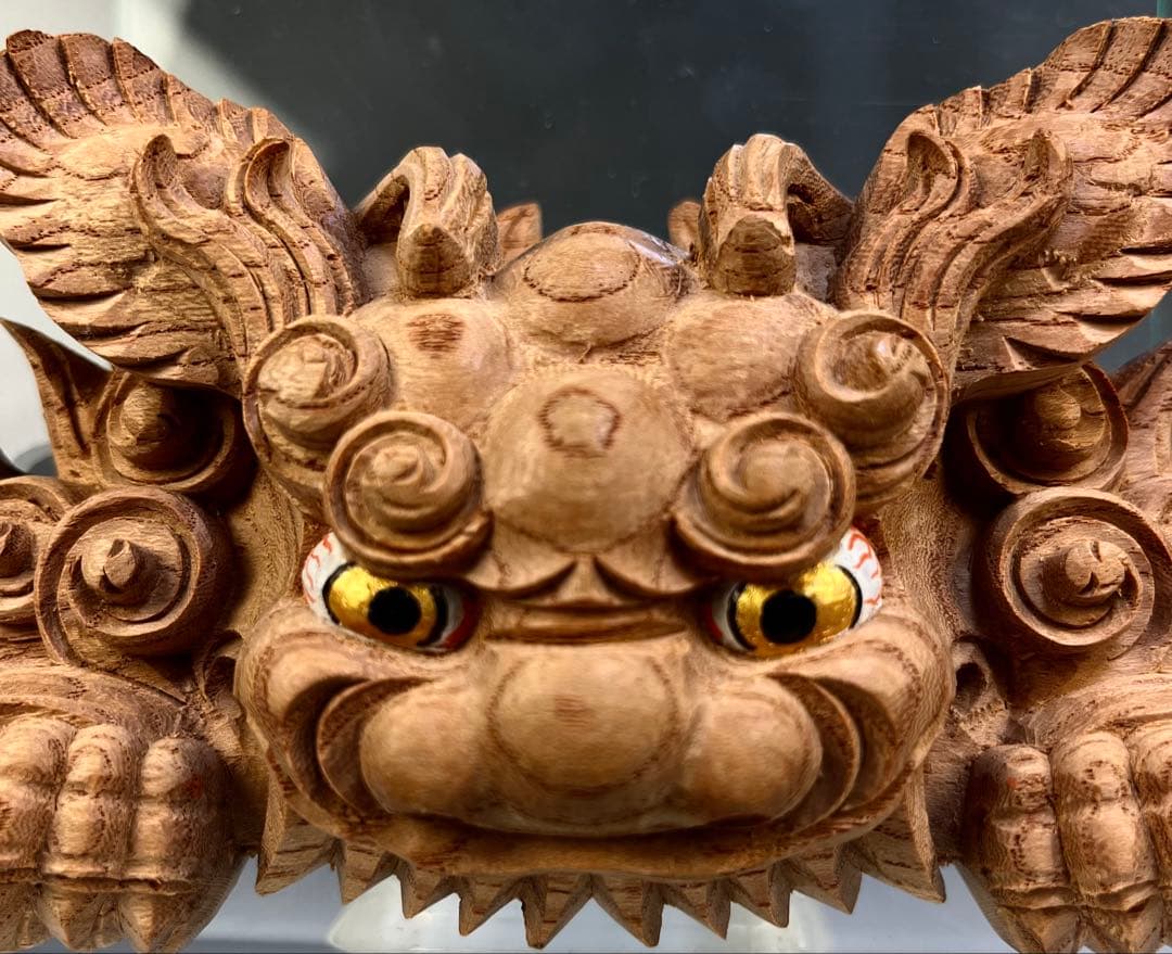 Mas ashi【木彫　獅噛】だんじり　魔除け　宮彫り　悪疫を噛み砕く