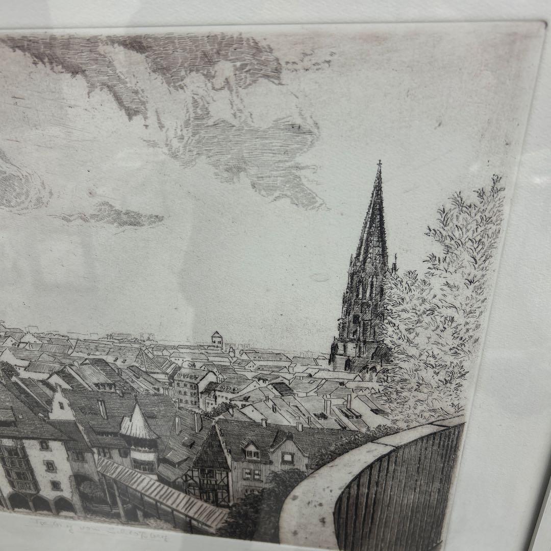 ドイツ、フライブルク街並みの風景 リトグラフ