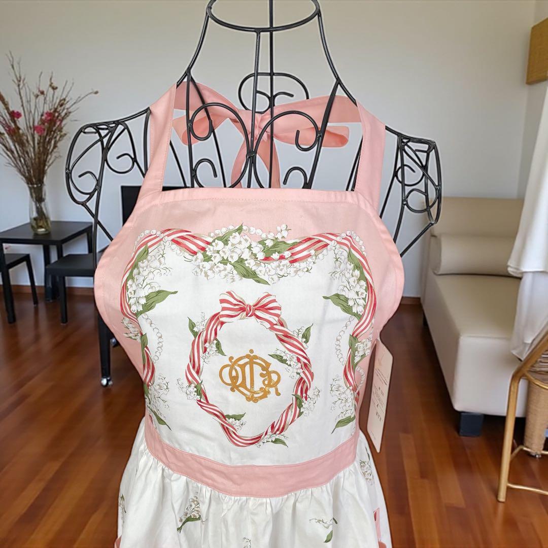 Christian Dior ディオール タグ付き すずらん柄 エプロン ピンク