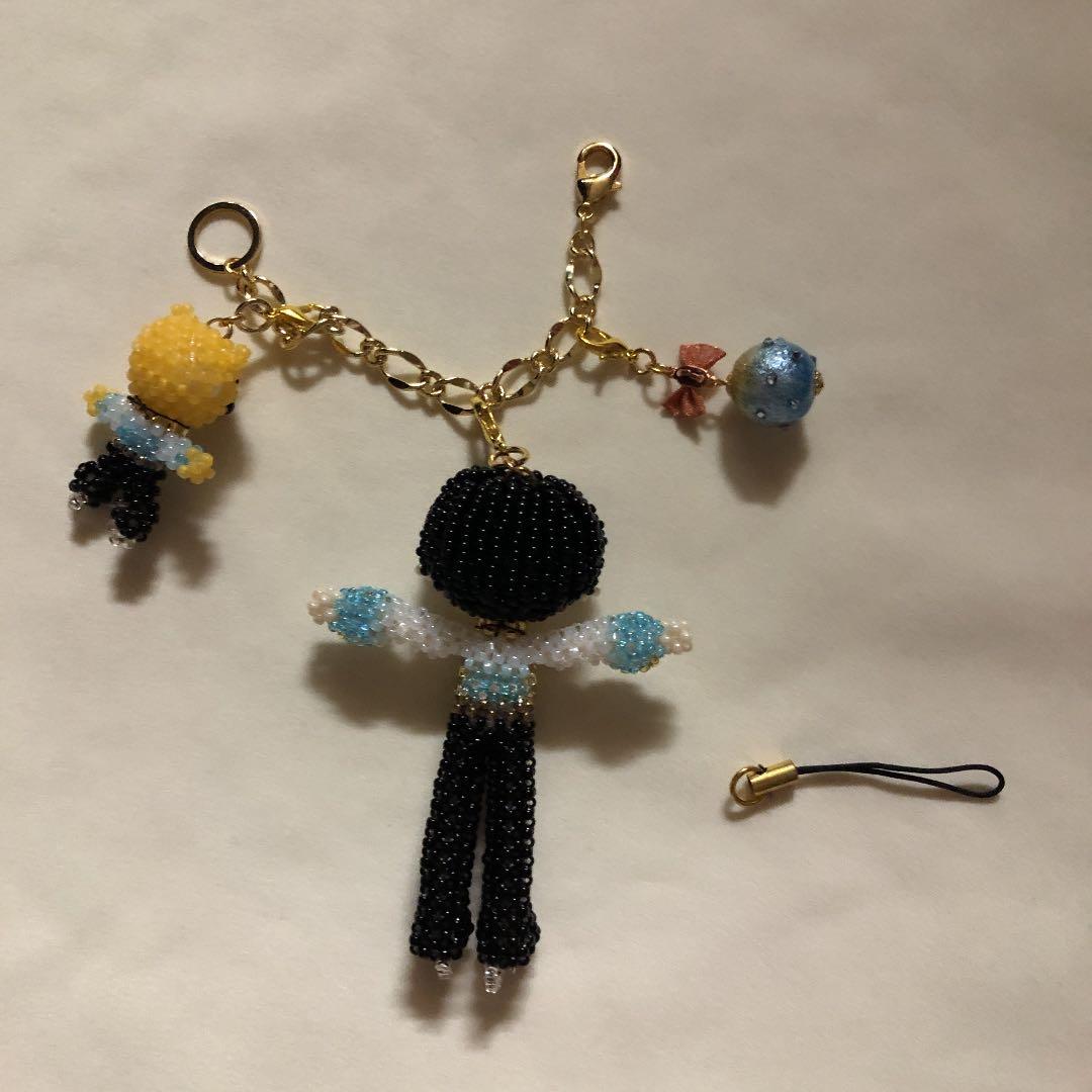 スケート好き男の子⭐︎あみぐるみビーズストラップチャーム⭐︎フィギュア⭐︎ハンドメイド