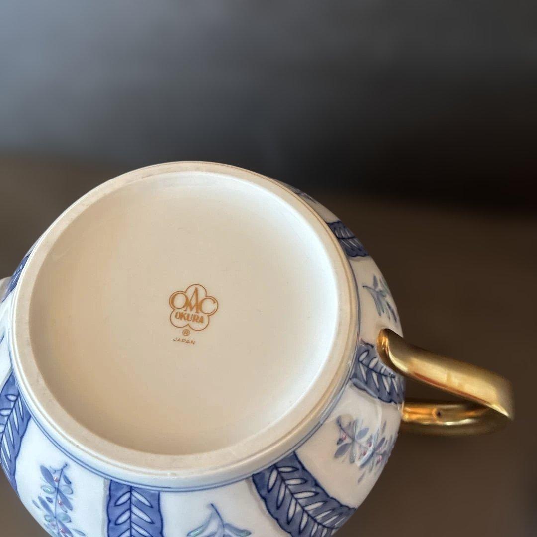 大倉陶園　呉須更紗 ティーポット、シュガーポット、クリーマー