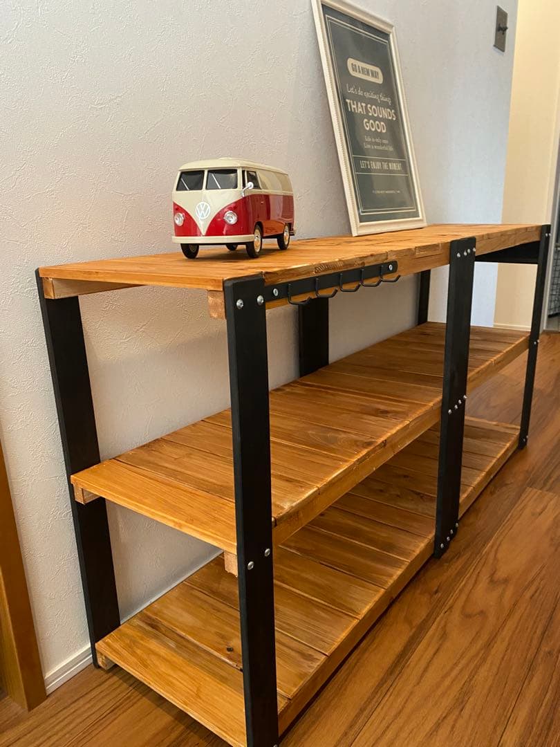 アイアン風　3段ラック　アメリカン　飾り棚