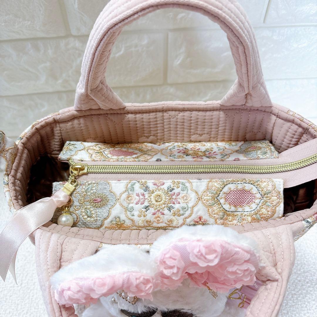 コヤンイサムチョン　フリルバッグ　ピンク　ショルダー紐　ハチワレにゃんこ