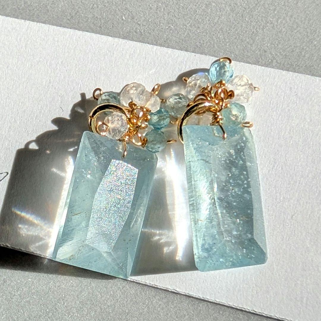 アイリスアゲート オパール ピアス