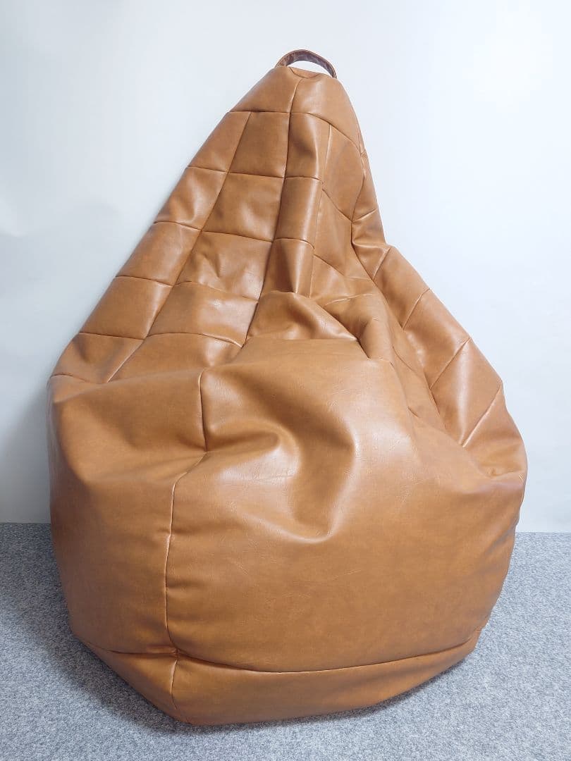 ブラウン キルティングビーズクッション　Drop2