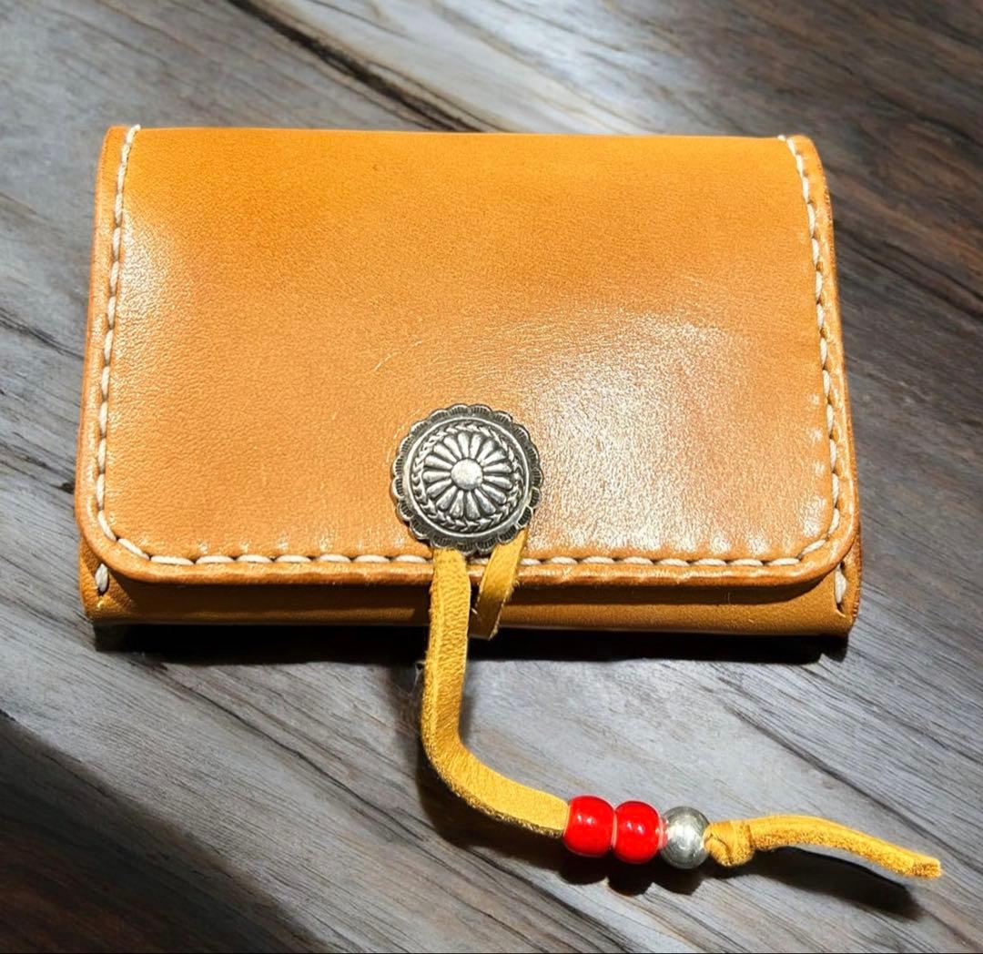 Gravy Leather 総手縫い ヌメ革 ミニウォレット 本革 名刺入れ