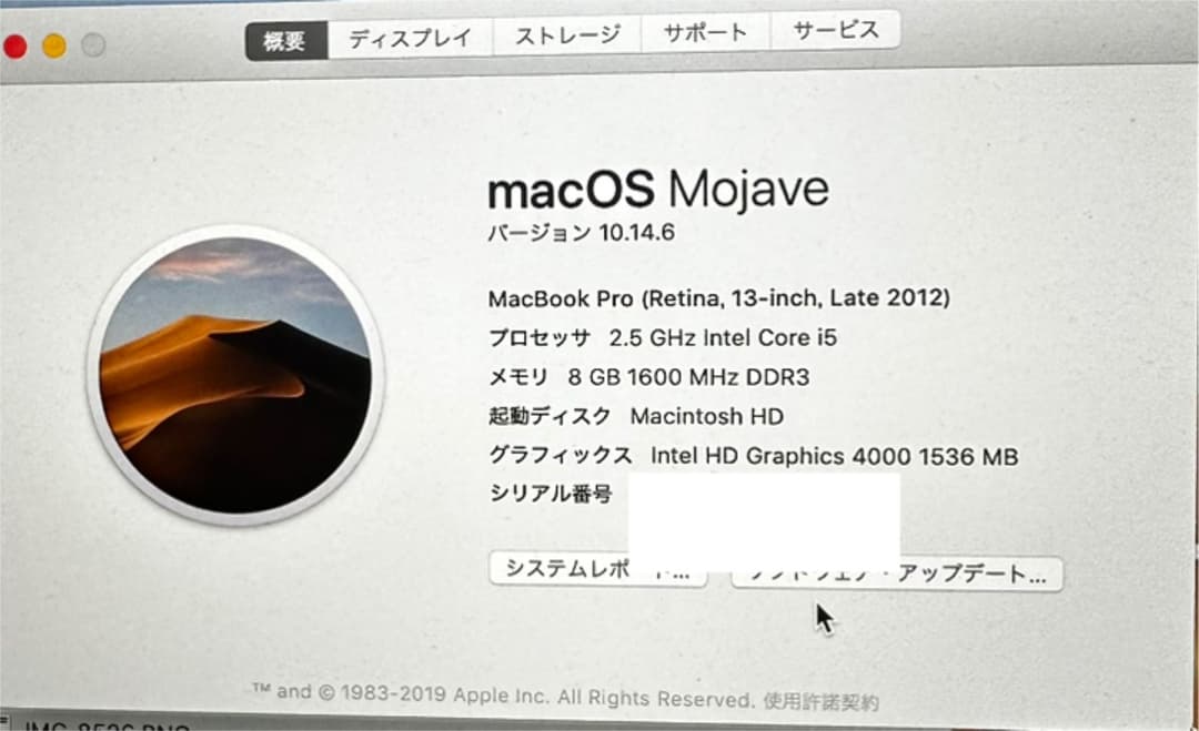 MacBook本体 MacBook Pro (Retina, 13-inch, Late 2012)