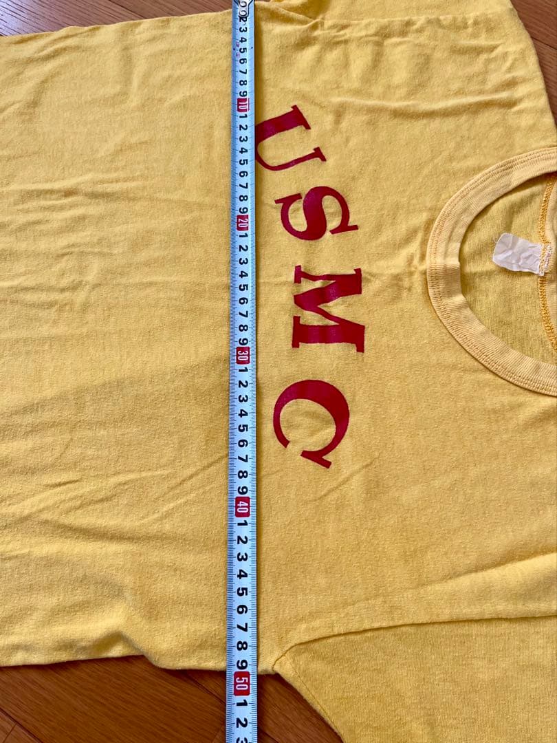 70's USMC 油性プリント Teeシャツ バインダーネック 裾袖共シングル