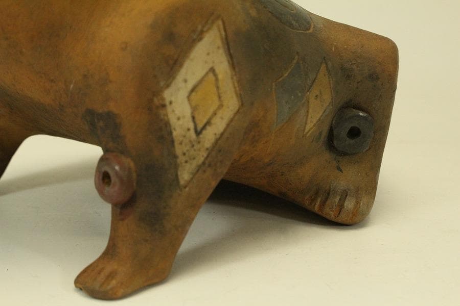 加彩 蛙 土器 インカ ペルーアンデス 希少(ZE797)