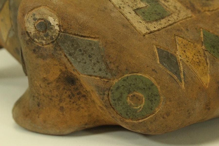 加彩 蛙 土器 インカ ペルーアンデス 希少(ZE797)