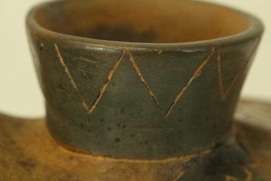 加彩 蛙 土器 インカ ペルーアンデス 希少(ZE797)