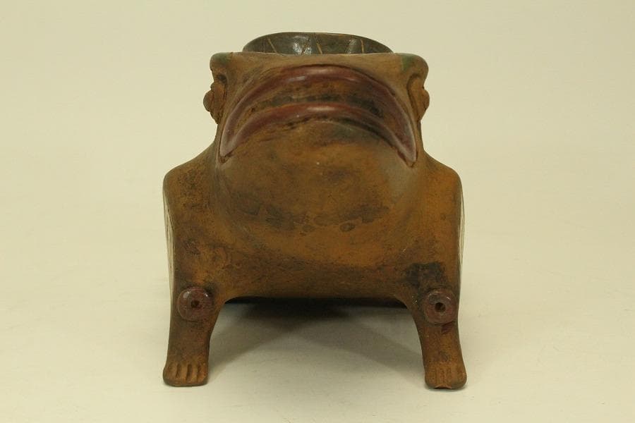 加彩 蛙 土器 インカ ペルーアンデス 希少(ZE797)