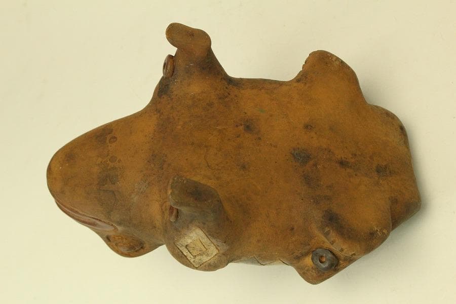 加彩 蛙 土器 インカ ペルーアンデス 希少(ZE797)