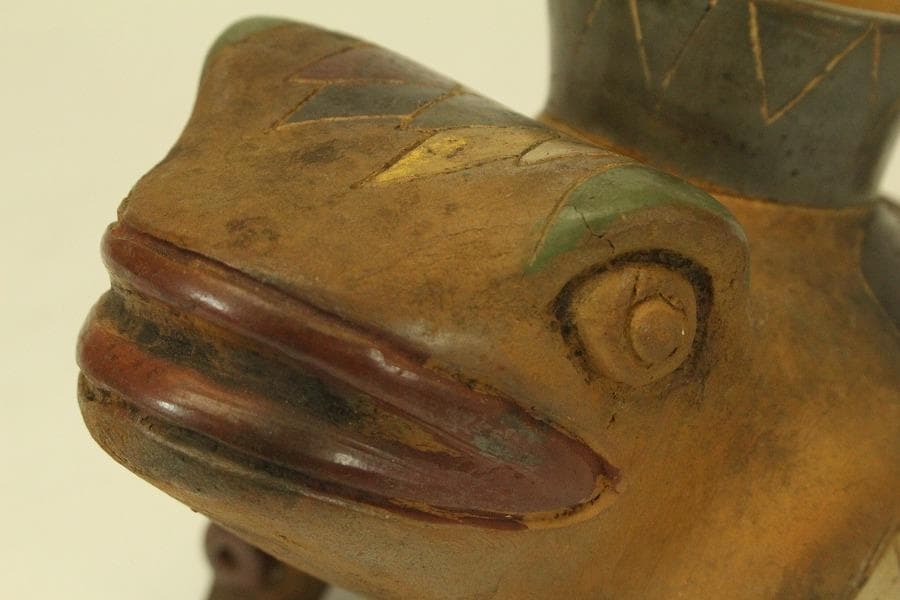 加彩 蛙 土器 インカ ペルーアンデス 希少(ZE797)