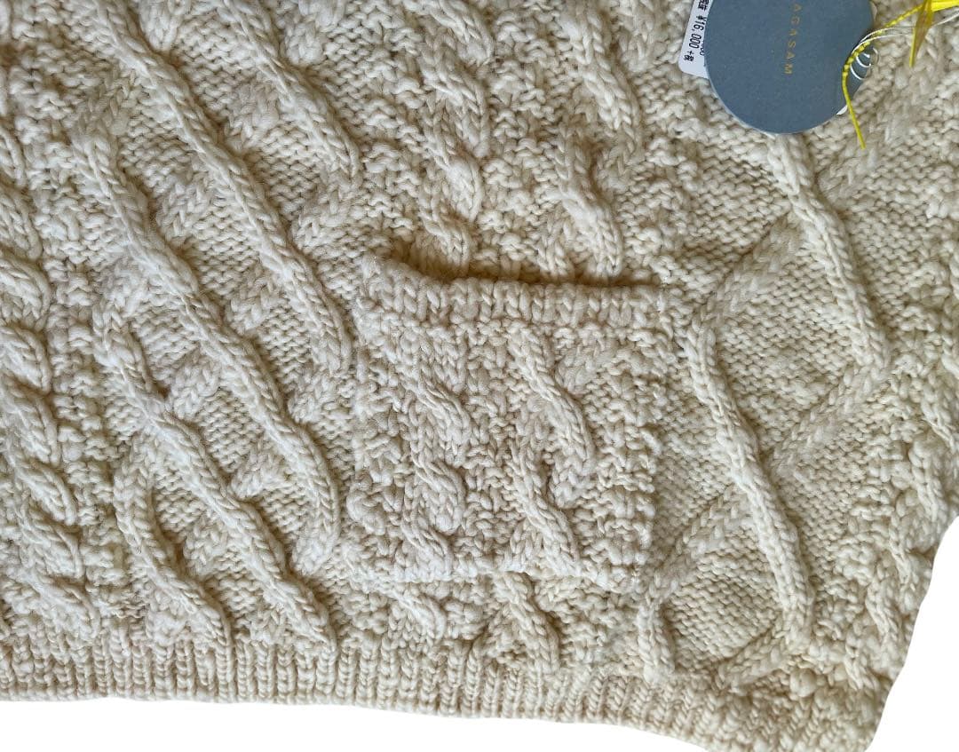 新品 ACASAM アカサム オフホワイト ニットエプロン 日本製