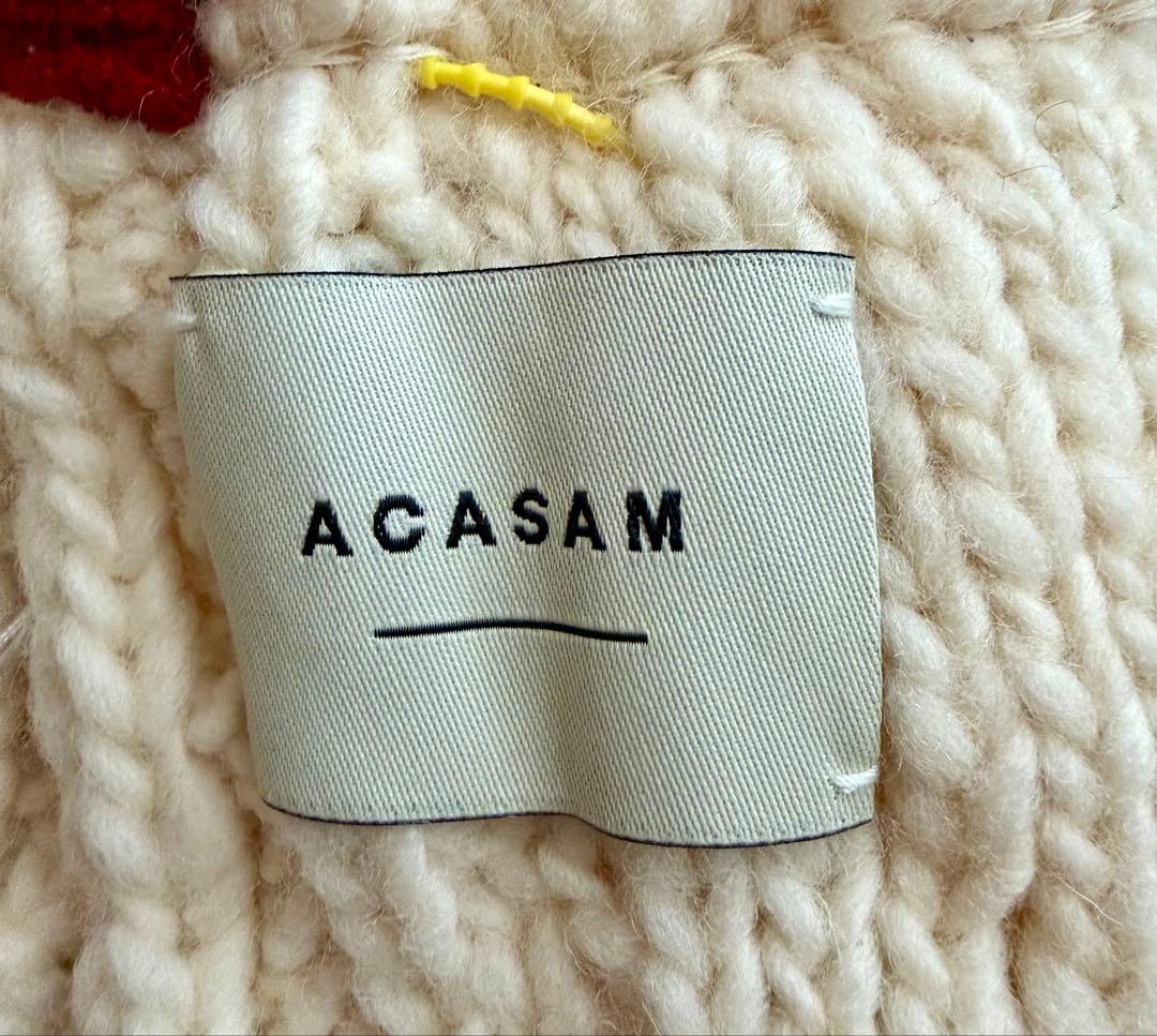 新品 ACASAM アカサム オフホワイト ニットエプロン 日本製