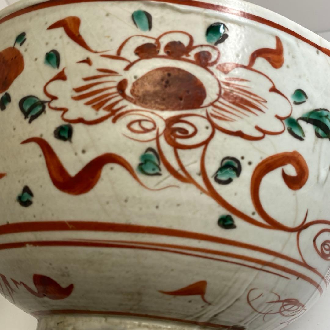 中国明時代 呉州赤絵 大鉢 w24cm 東キ8-0302② タサコサ