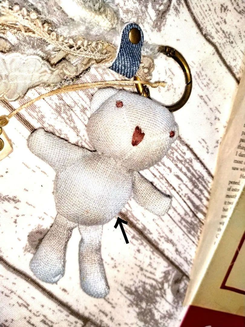 CUTE♥手染めくまちゃんWoodタグ付き 引き揃え糸タッセルチャーム