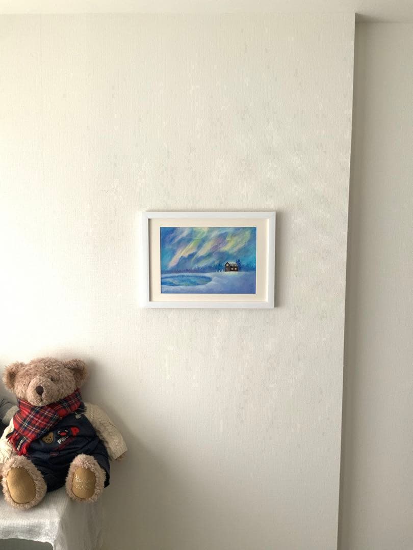 絵画　オーロラ　A4サイズ　額なし　原画