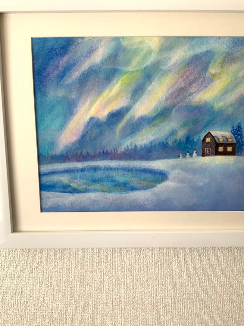 絵画　オーロラ　A4サイズ　額なし　原画