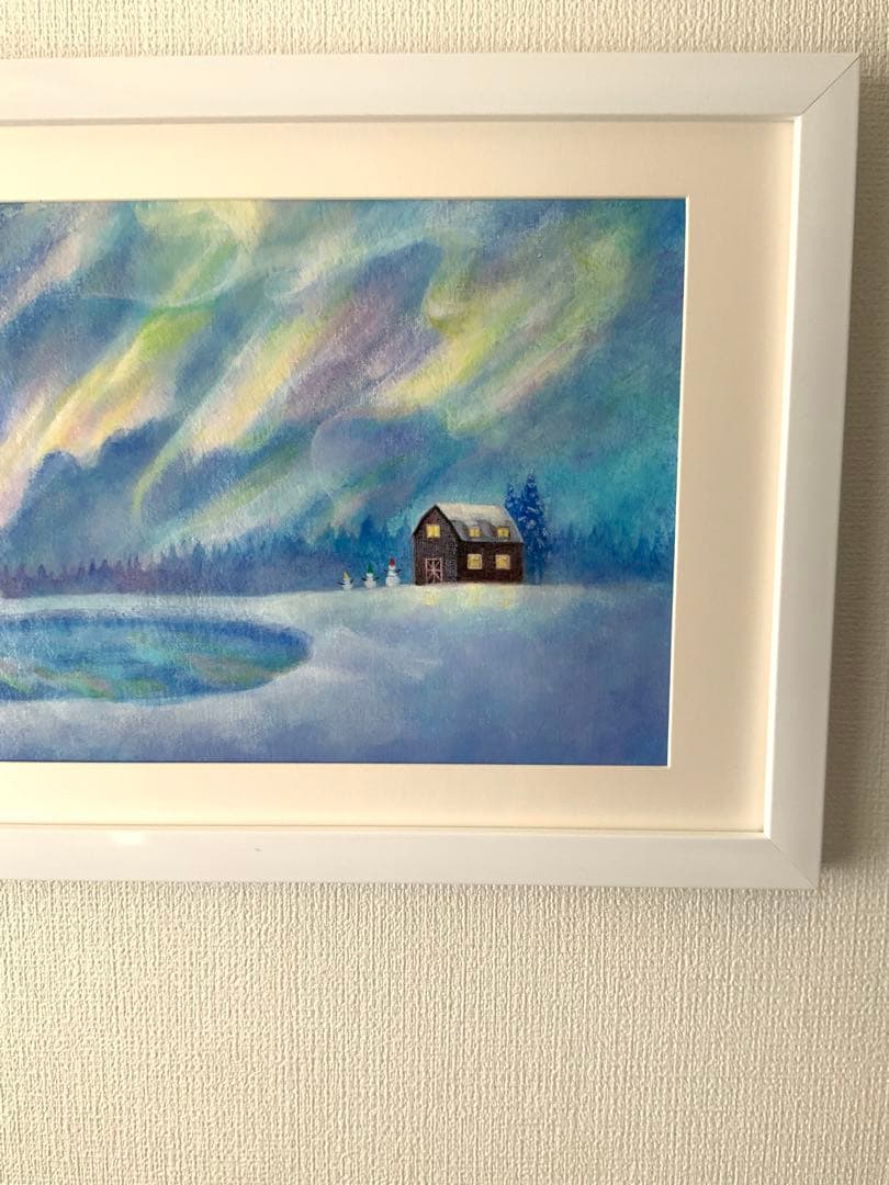 絵画　オーロラ　A4サイズ　額なし　原画