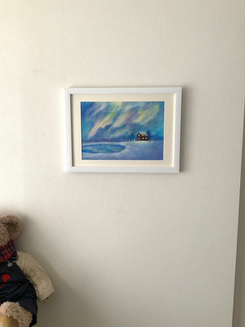 絵画　オーロラ　A4サイズ　額なし　原画