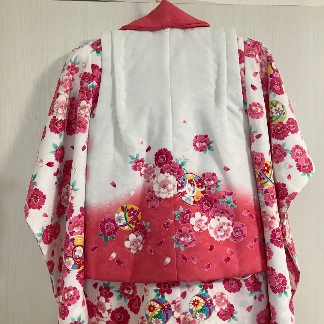 七五三用 花柄衣装 ピンクと白 3歳 おしゃれ セット商品