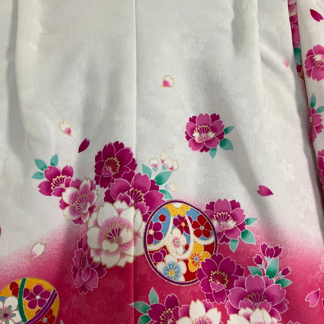 七五三用 花柄衣装 ピンクと白 3歳 おしゃれ セット商品