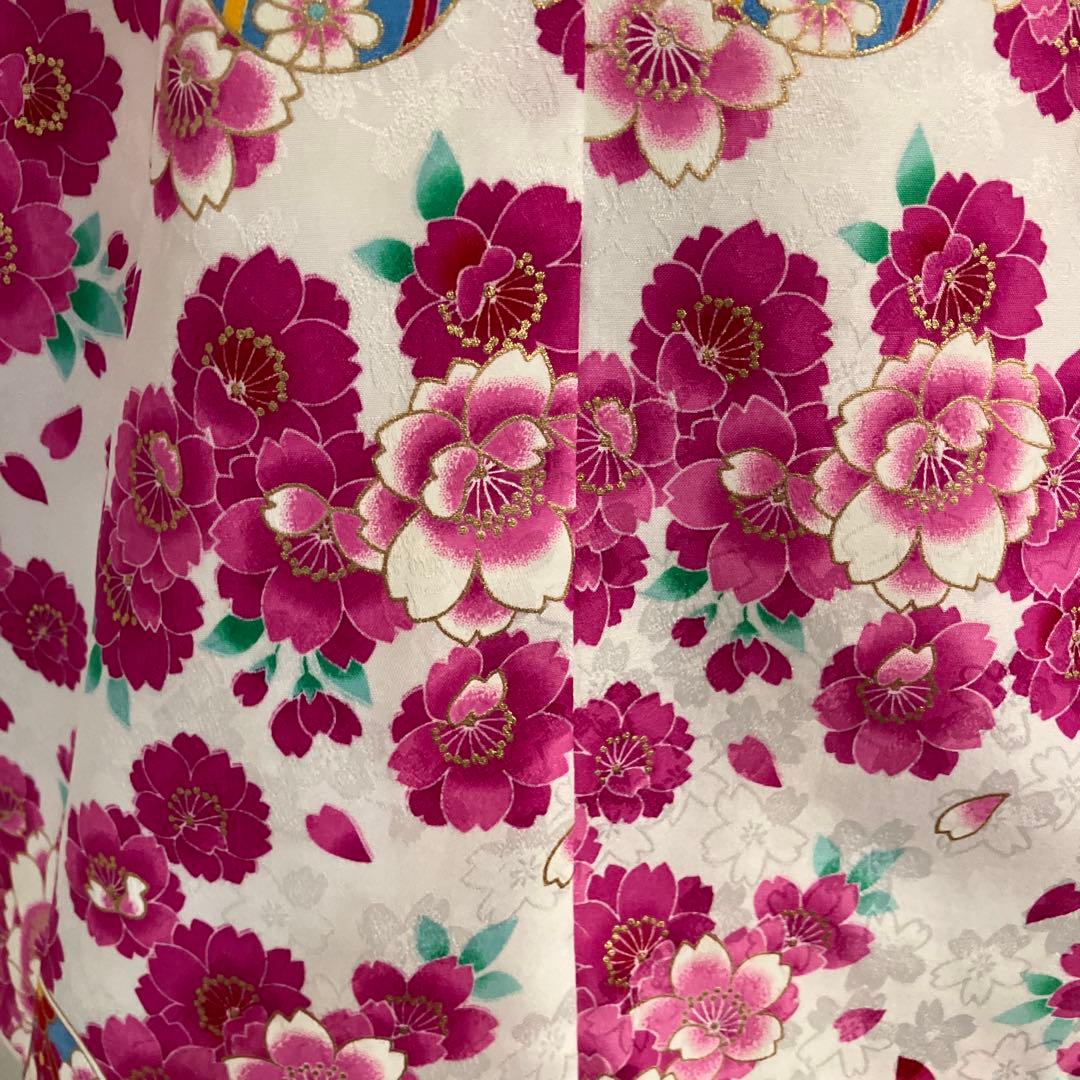 七五三用 花柄衣装 ピンクと白 3歳 おしゃれ セット商品