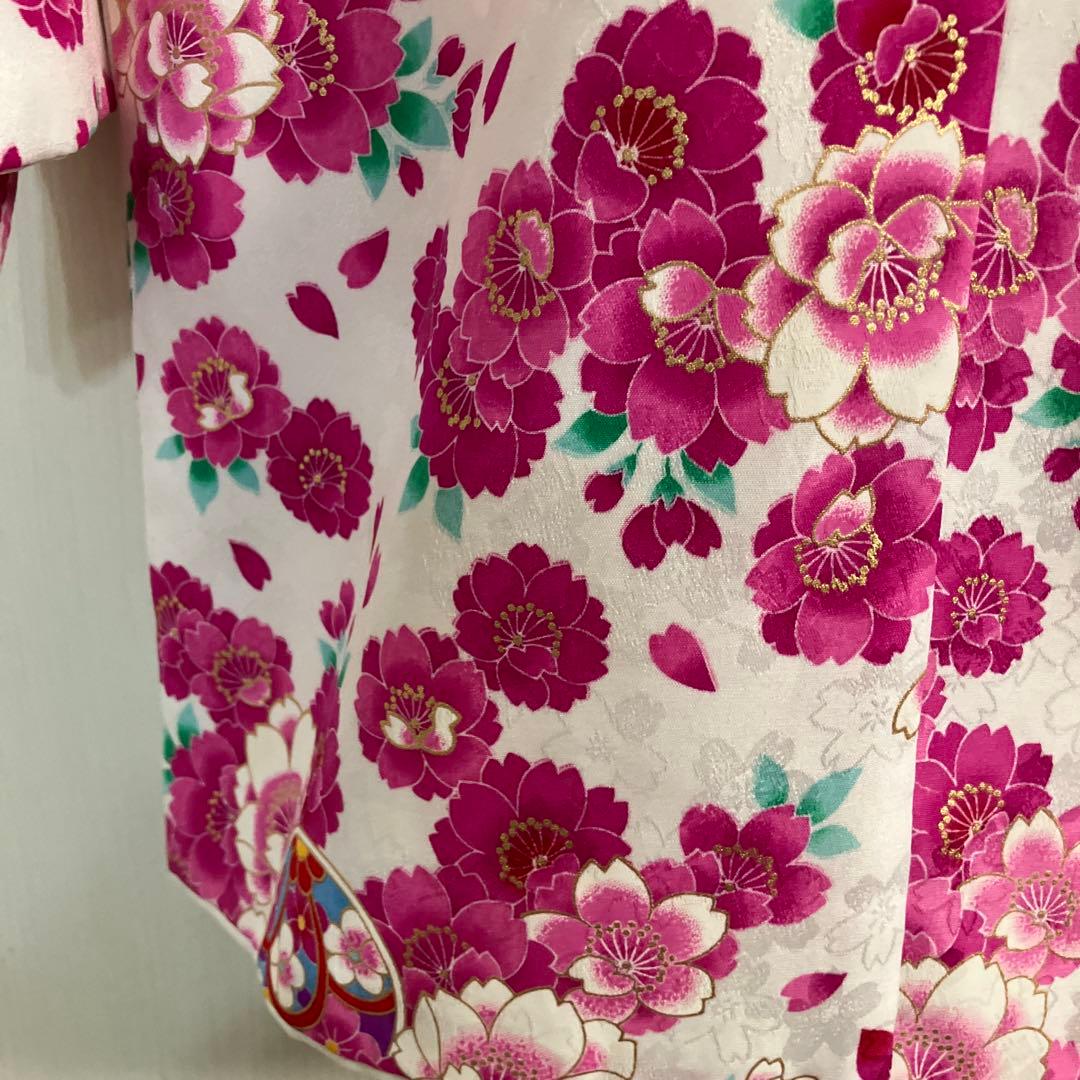 七五三用 花柄衣装 ピンクと白 3歳 おしゃれ セット商品