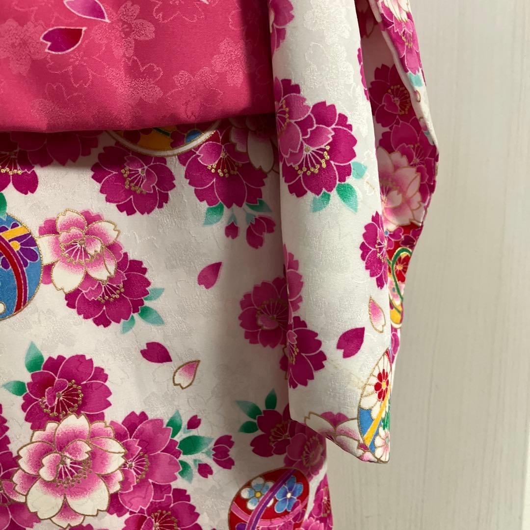 七五三用 花柄衣装 ピンクと白 3歳 おしゃれ セット商品