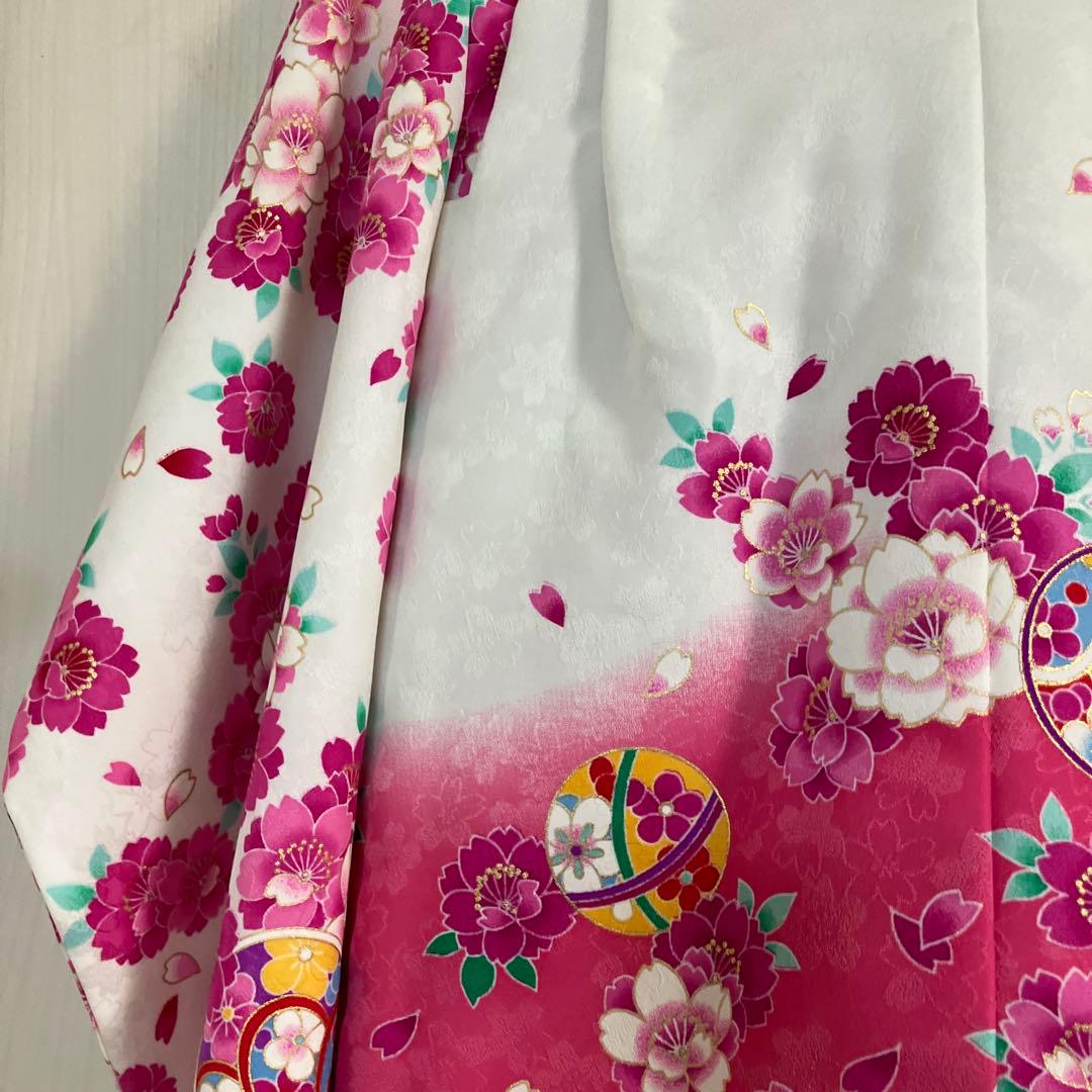 七五三用 花柄衣装 ピンクと白 3歳 おしゃれ セット商品