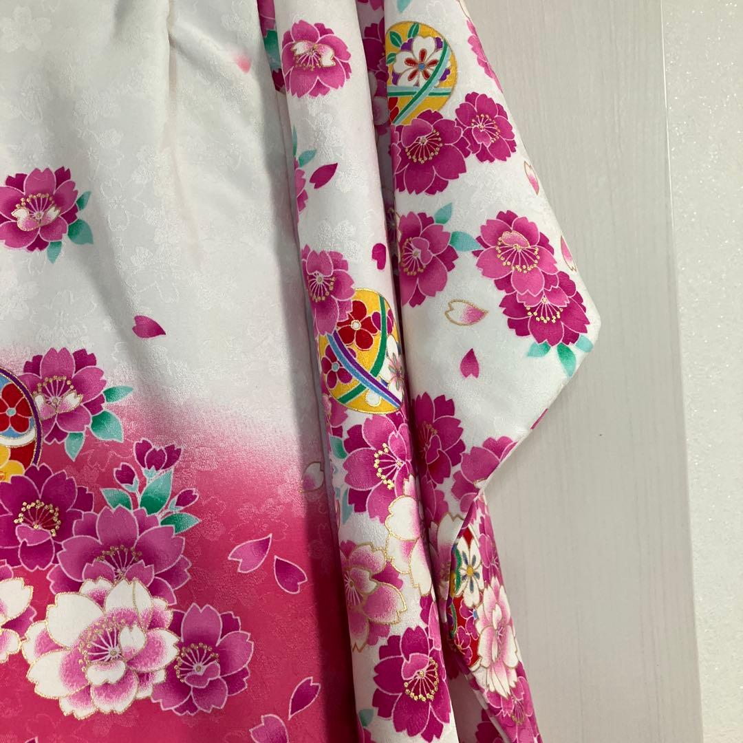 七五三用 花柄衣装 ピンクと白 3歳 おしゃれ セット商品