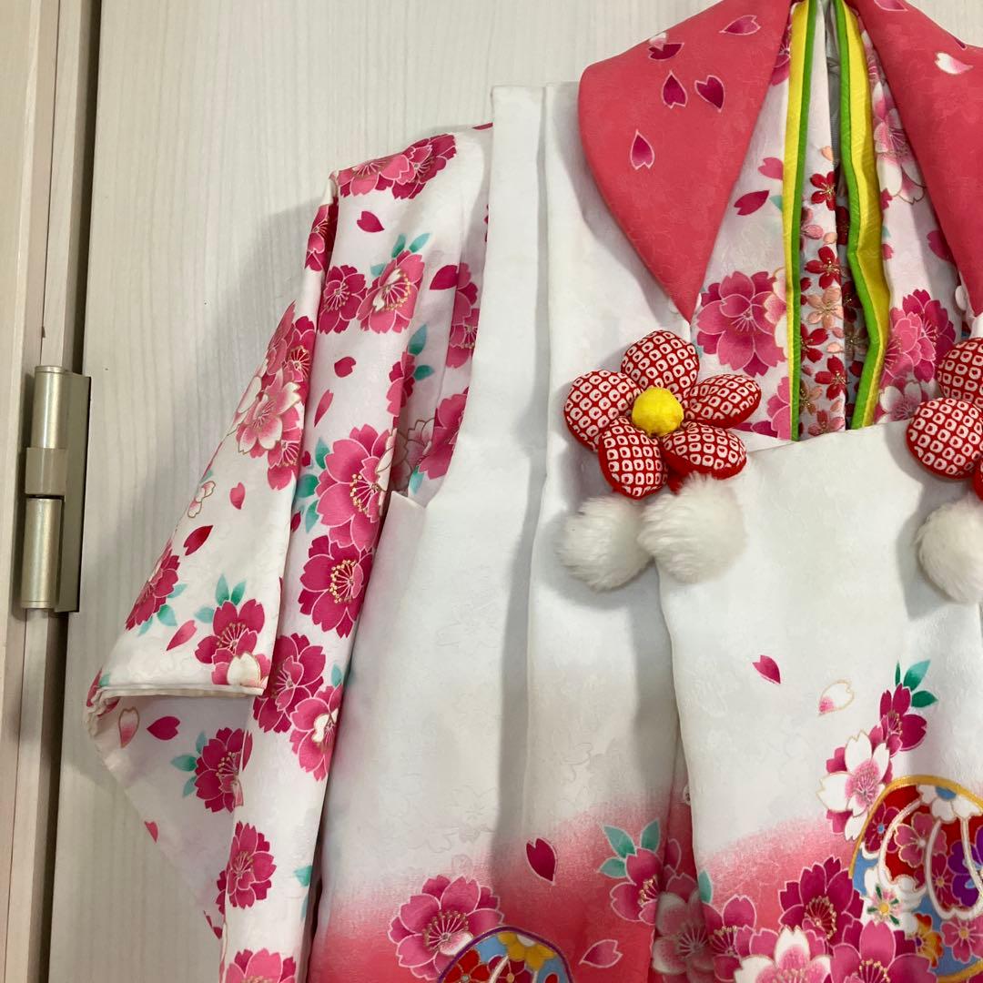 七五三用 花柄衣装 ピンクと白 3歳 おしゃれ セット商品