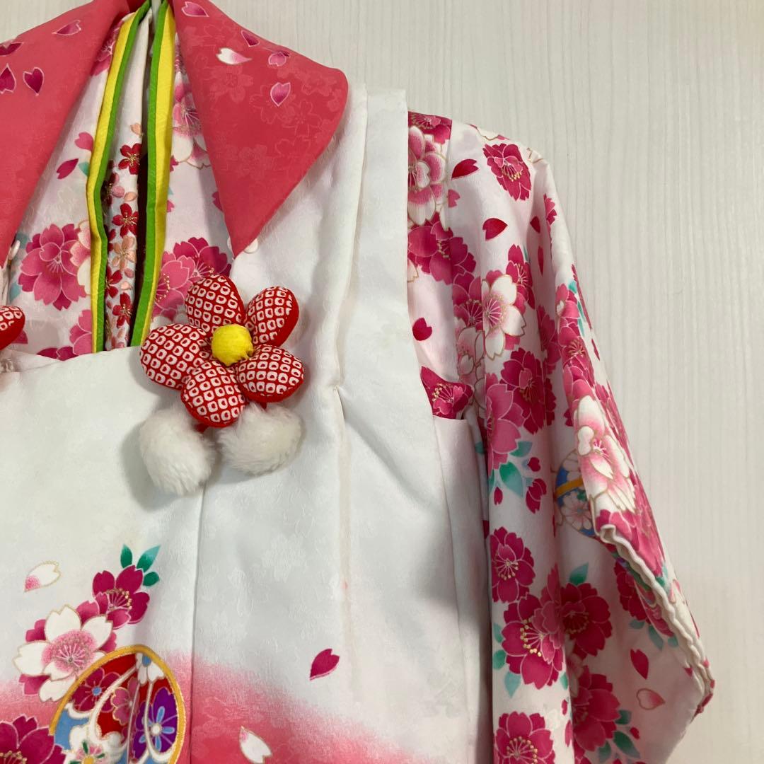 七五三用 花柄衣装 ピンクと白 3歳 おしゃれ セット商品