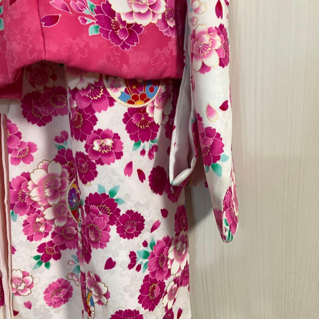 七五三用 花柄衣装 ピンクと白 3歳 おしゃれ セット商品