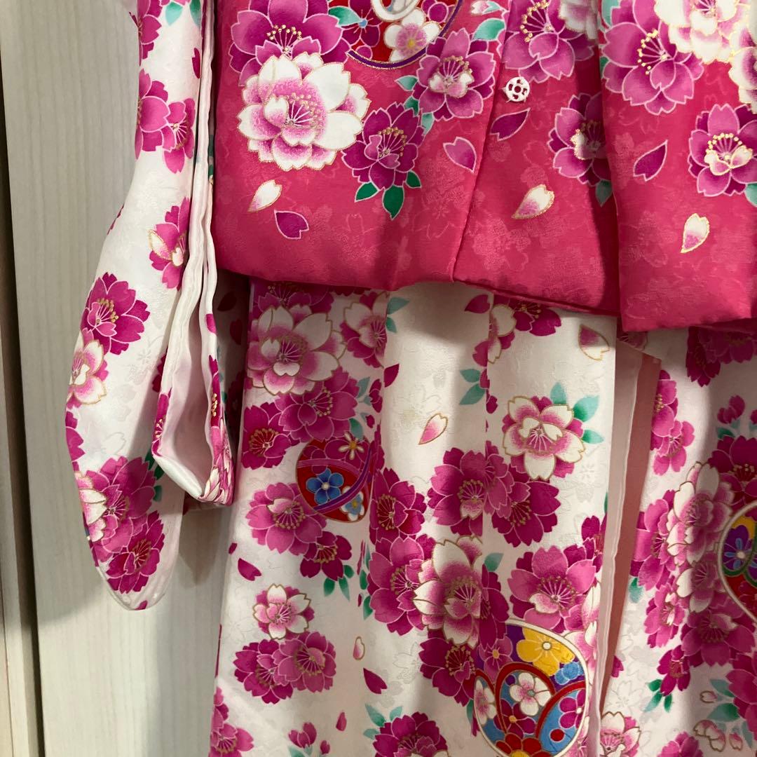 七五三用 花柄衣装 ピンクと白 3歳 おしゃれ セット商品