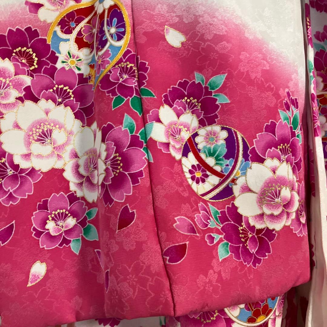 七五三用 花柄衣装 ピンクと白 3歳 おしゃれ セット商品