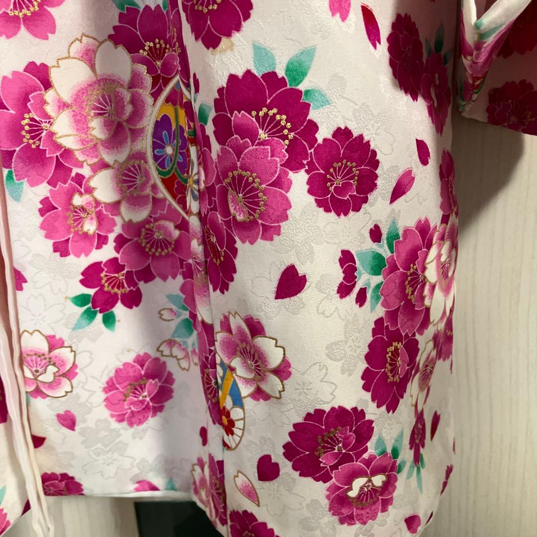 七五三用 花柄衣装 ピンクと白 3歳 おしゃれ セット商品