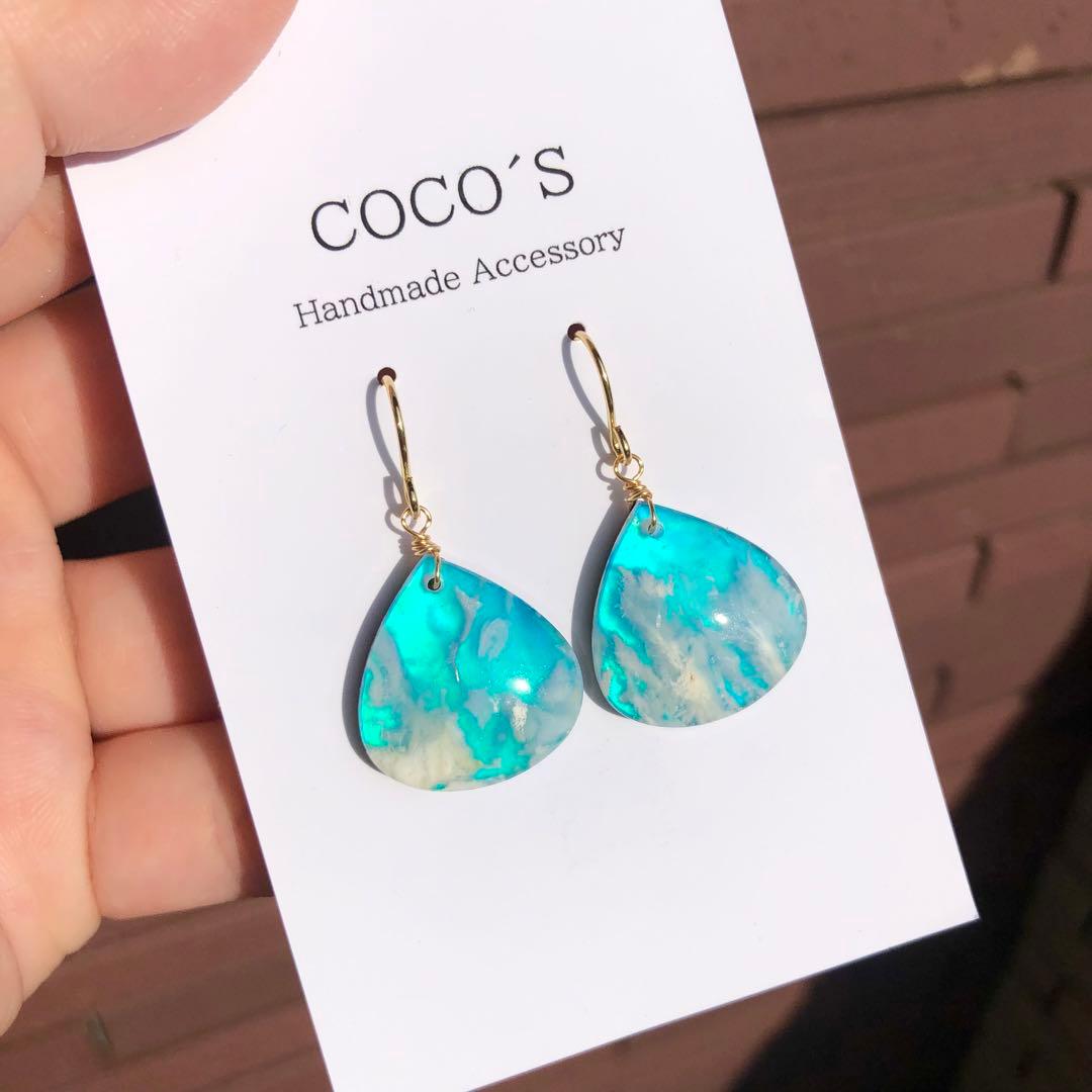 14kgf オーロラプルームアゲートピアスセット