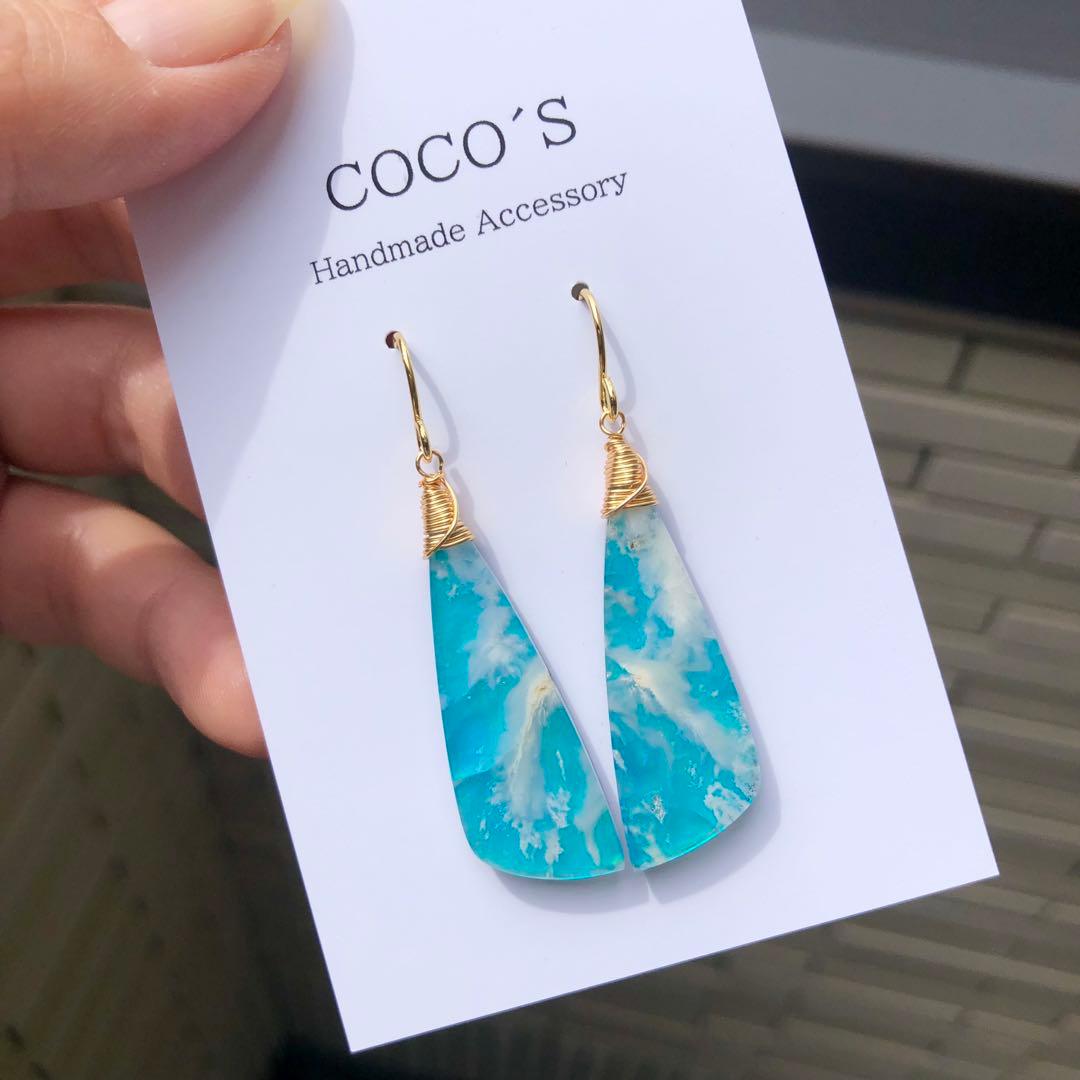 14kgf オーロラプルームアゲートピアスセット