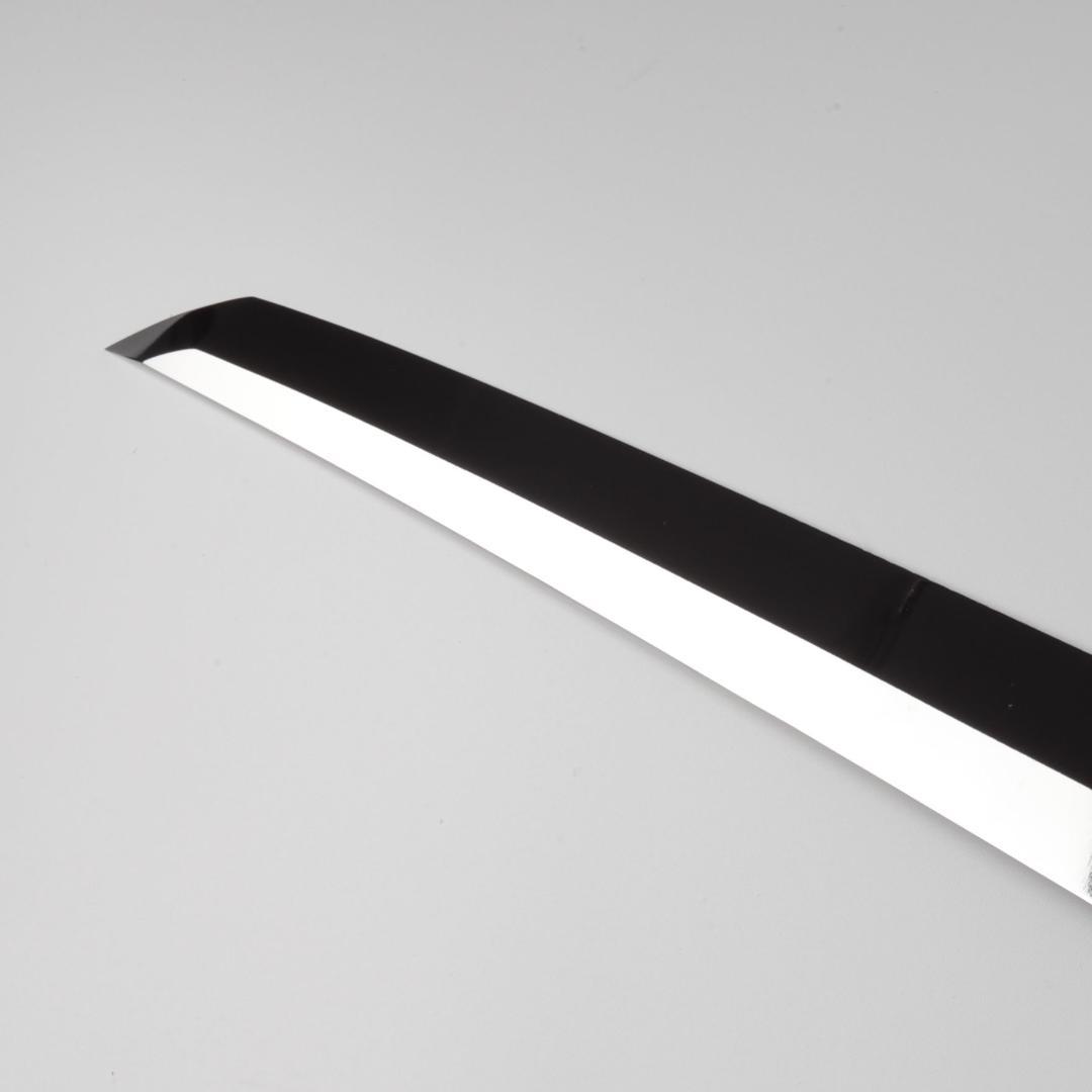 7944マグロ包丁両刃鏡面仕上げ 鞘付刃渡700mm刺身包丁スネークウッド八角柄