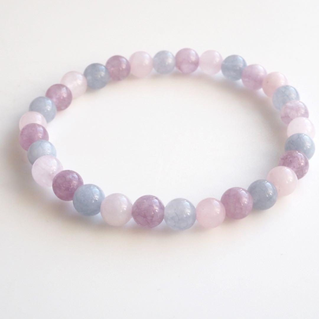 【はくとん( 'ω')ŧ‹\"ŧ‹\"】紫陽花翡翠のゴムブレス