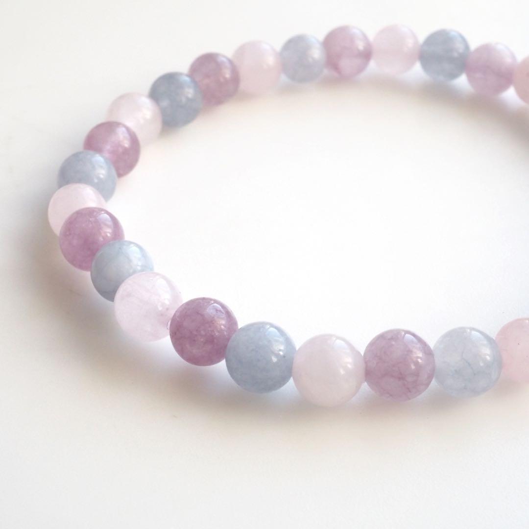 【はくとん( 'ω')ŧ‹\"ŧ‹\"】紫陽花翡翠のゴムブレス