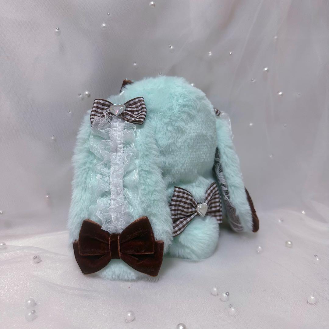 ぬい服 10~13cm おすわり うさぎ ミントグリーン ブラック