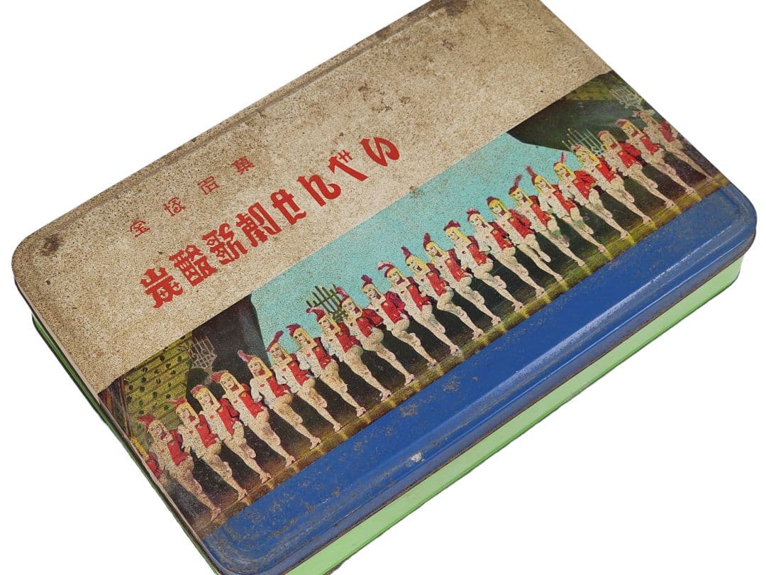 昭和レトロ 宝塚歌劇団 缶ケース「宝塚銘菓 炭酸歌劇せんべい」空き缶 ビンテージ