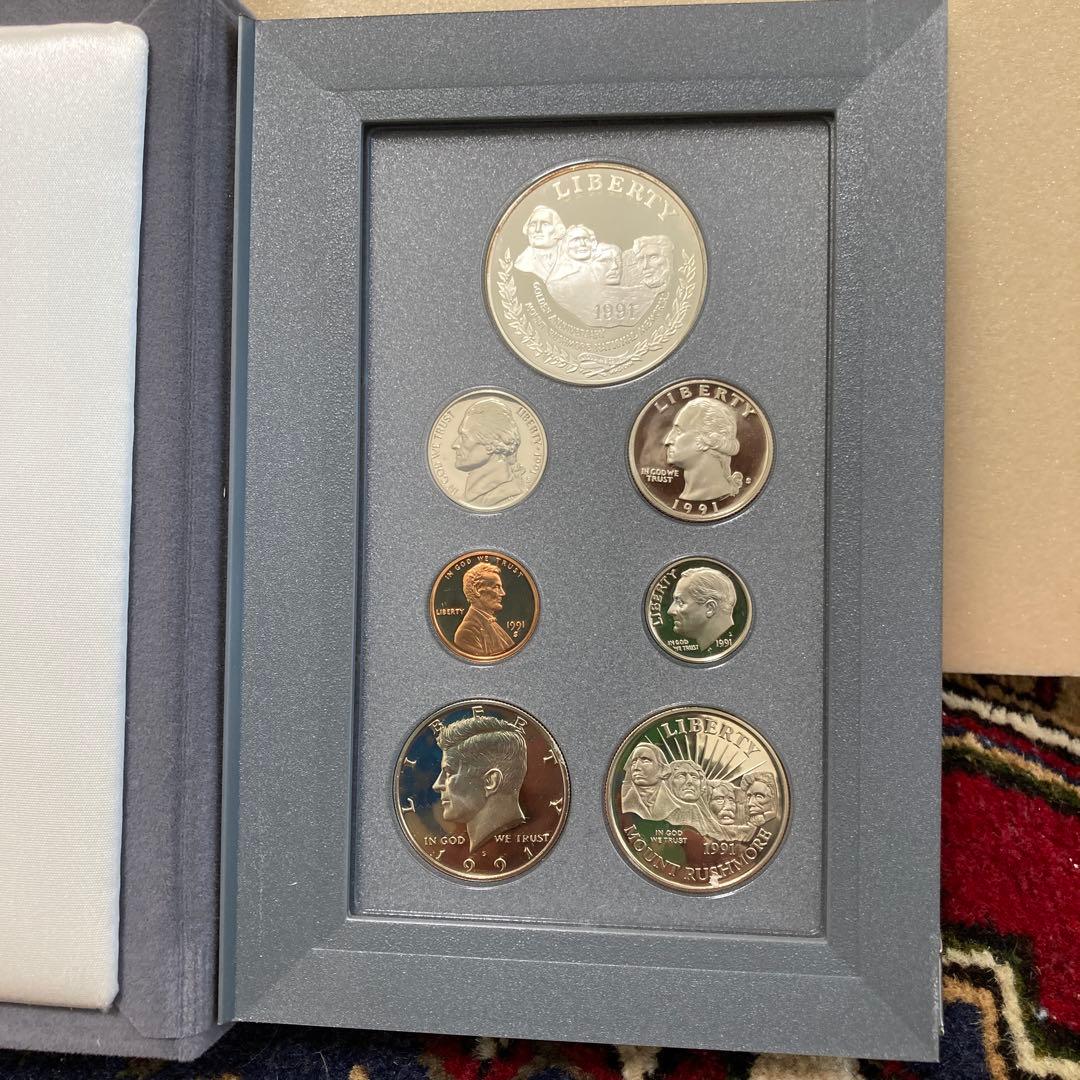 1991年 ラシュモア国立記念碑 プレステージセット1ドルと50セントの記念銀貨