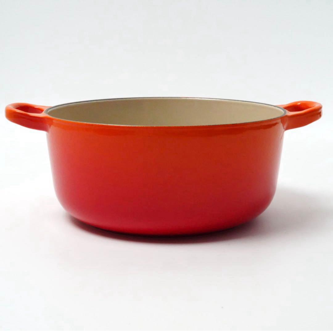 【美品】LE CREUSET　ココット ロンド オレンジ　20cm