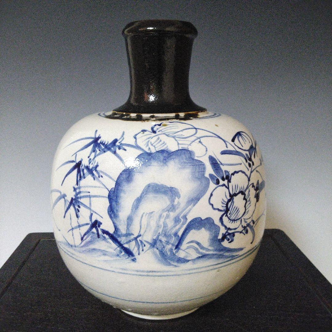 NO677 大堀相馬焼　染付徳利　古相馬　幕末～明治